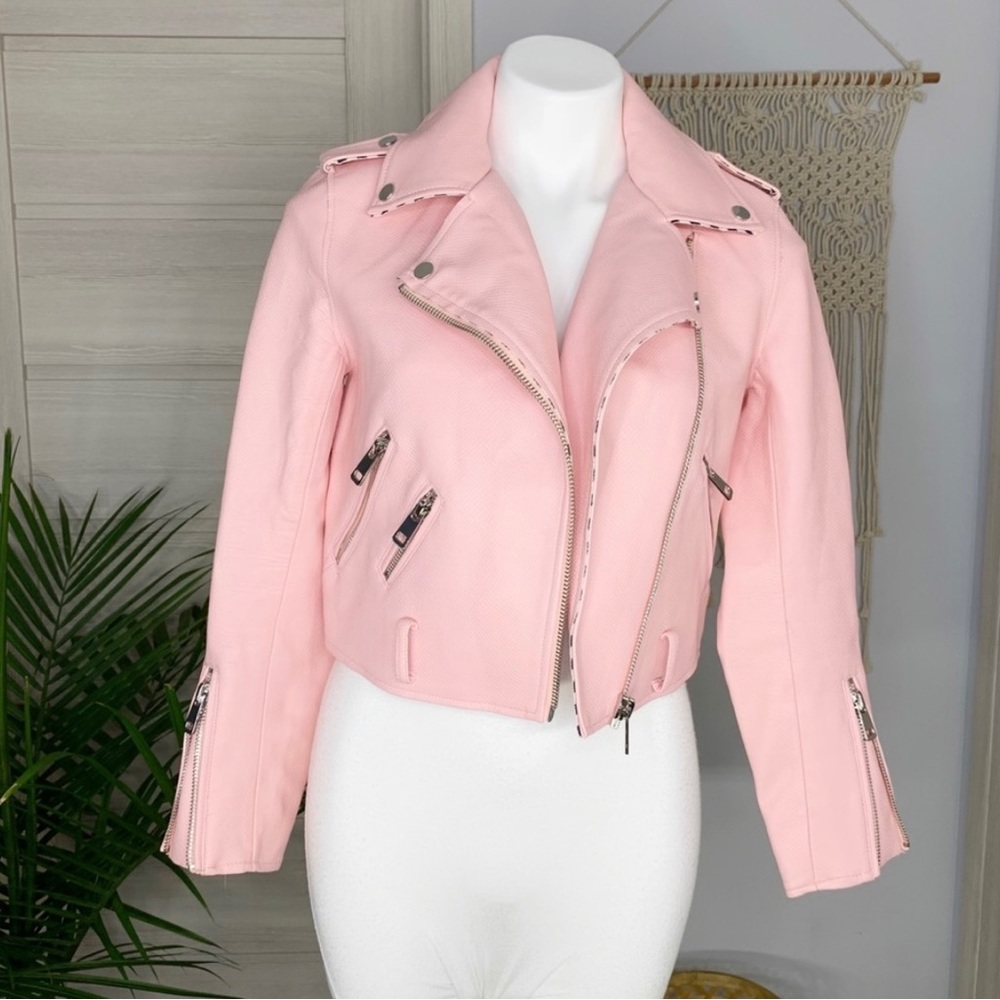Zara cropped faux leather motorcycle jacket